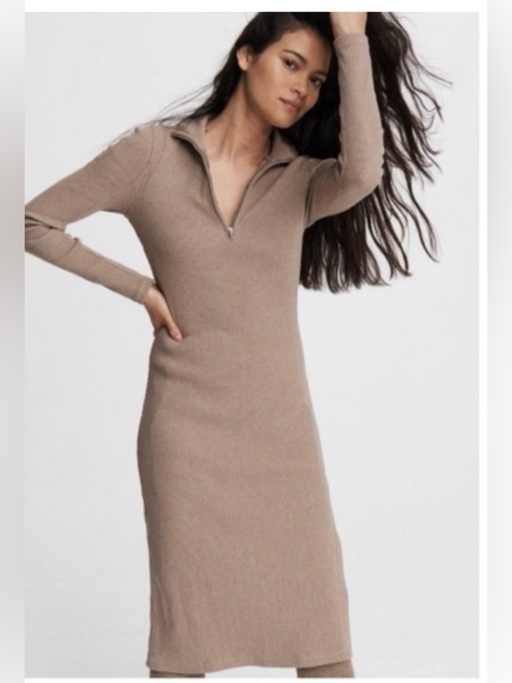 Rag & Bone Black Laila Zip Midi Knit Cotton Dress